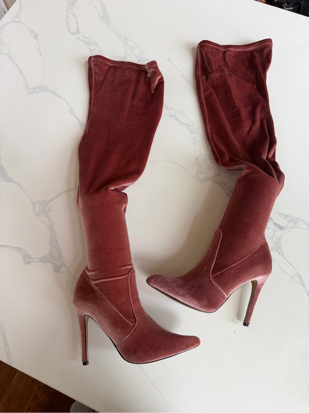 Steve Madden Dusty Rose Velvet Over-the-Knee Stiletto Boots